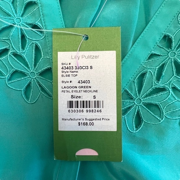 Lilly Pulitzer - NWT Silk Elsa Floral Embroidered
Eyelet Blouse Lagoon Sz S - Picture 7 of 8